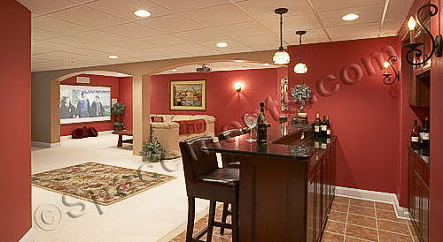 Finished Basement Design and Remodeling Projects by Spacements, Inc.