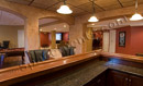 View from behind the wet bar in this finished basement in Phoenixville, PA.